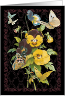 Pansies & Butterflies Blank Floral Note Card