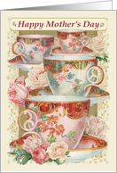 Happy Mother’s Day with Vintage Ornate Teacups and Roses card