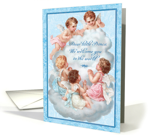 Vintage Cherubs Welcome of Little Prince Baby Boy card (1652034)