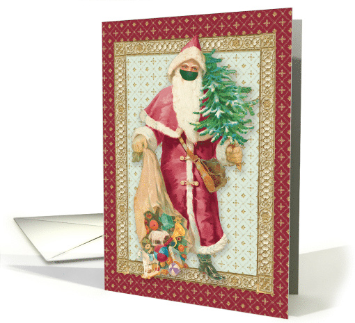Vintage Santa with Toys Wearing a Protective Mask card (1653774)