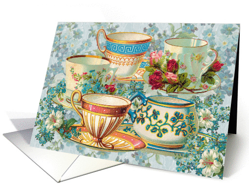 Teacups and Flowers card (261352)