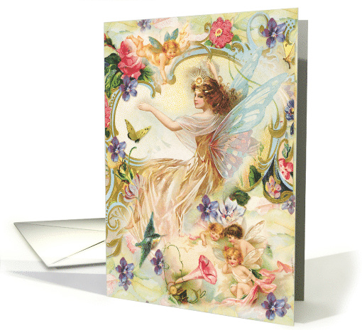 Fairy Friends, Victorian Fantasy All Occasion Vintage Blank card
