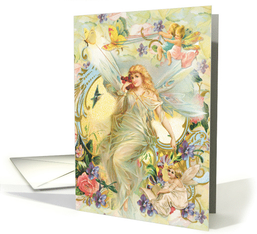 Fairy Friends, Cherubs, Angels All Occasion Blank Vintage card