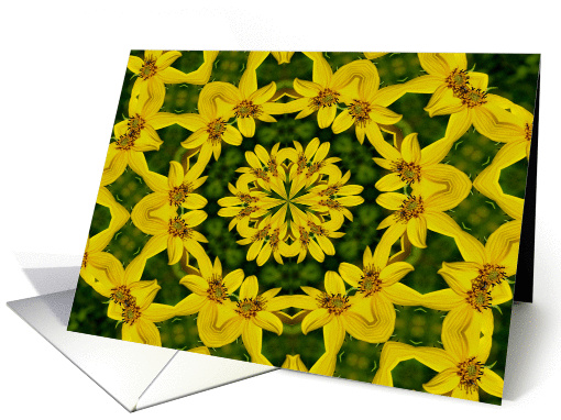 Yellow Daisy Kaleidoscope Flower Photo Blank Note card (329053)
