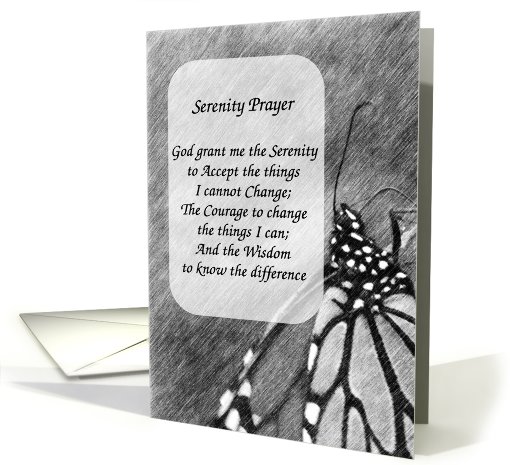 Monarch Butterfly Pencil Art Serenity Prayer card (776257)