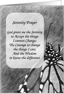 Monarch Butterfly Pencil Art Serenity Prayer Card
