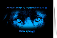 Fantasy Blue Intense Dog Eyes Inspirational Quote Card