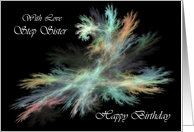 Step Sister Happy Birthday - General - Fractal Abstract Spray card