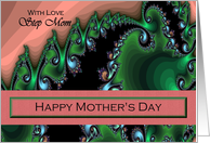 Step Mom / Mother’s Day - Emerald Green & Pink Fractal Swirls card