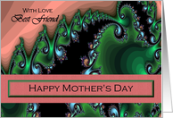 Best Friend / Mother’s Day - Emerald Green & Pink Fractal Swirls card