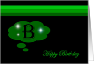 Happy Birthday - Emerald Green Monogram B card