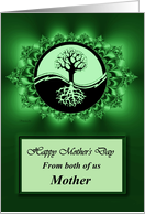 Mother / Mother’s Day - Emerald Green Fractal & Yin Yang Tree card