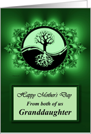 Granddaughter / Mother’s Day - Emerald Green Fractal & Yin Yang Tree card