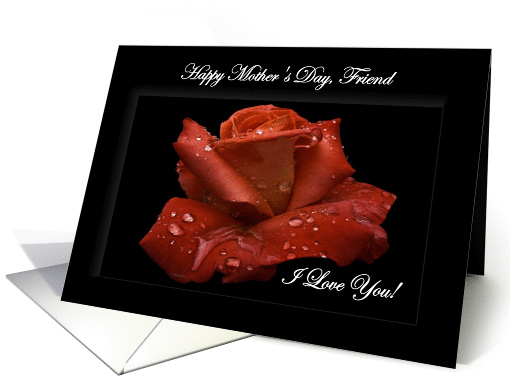 Friend / Happy Mother's Day - Painted Red Rose card (1234630)