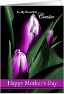 Cousin / Happy Mother’s Day - Painted Purple Tulips card