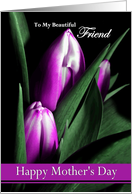 Friend / Happy Mother’s Day - Painted Purple Tulips card