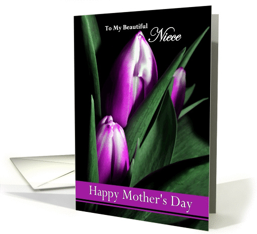 Niece / Happy Mother's Day - Painted Purple Tulips card (1236998)