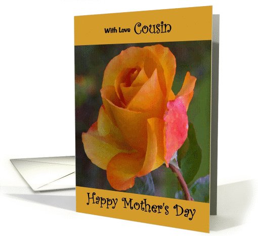 Cousin / Mother's Day - Yellow Painted Rose card (1238466)