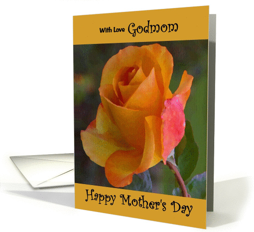 Godmom / Mother's Day - Yellow Painted Rose card (1238474)
