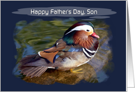 Son - Happy Father’s Day - Digital Painted Mandarin Duck card