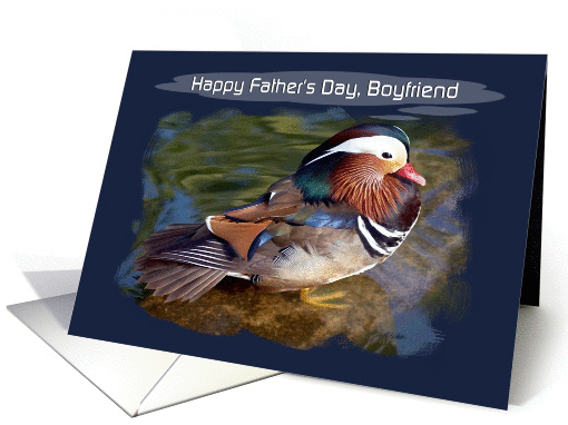 Boyfriend - Happy Father's Day - Digital Painted Mandarin Duck card