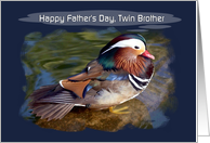Twin Brother - Happy Father’s Day - Digital Painted Mandarin Duck card
