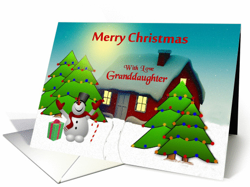 Granddaughter / Merry Christmas - Snowman Holiday Greetings card