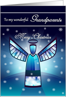 Grandparents / Merry Christmas - Abstract Angel & Snowflakes card