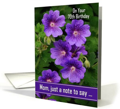 70th Birthday / Mom - Digital Oil Painted Purple Geraniums card
