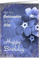 30th Birthday / Goddaughter - Forget-me-not Flowers with Raindrops card
