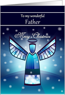 Father / Merry Christmas - Abstract Angel & Snowflakes card