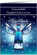 Daughter / Son-in-Law / Merry Christmas - Abstract Angel & Snowflakes card