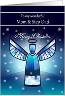 Mom / Step Dad / Merry Christmas - Abstract Angel & Snowflakes card