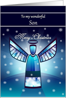 Son / Merry Christmas - Abstract Angel & Snowflakes card