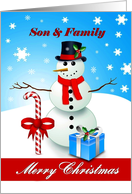 Son / Family / Merry Christmas - Snowman/candy-cane/ gift card