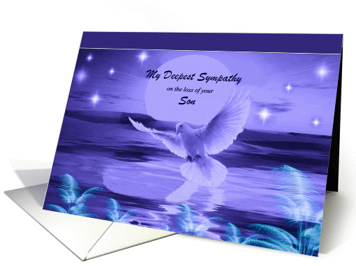 Loss of Son ~ My Deepest Sympathy ~ Dove In Blue Tones card (1364948)
