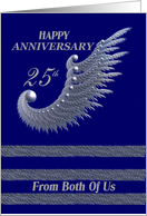 Happy Anniversary 25th - From Both of us / silver & navy card