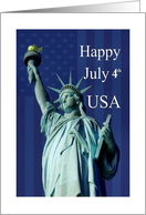 Happy July 4th - Statue of Liberty / Stars and Stripes USA Flag card