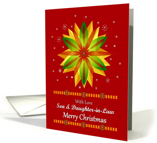 Son & Daughter-in-law/Merry Christmas - Snowflakes/Red Background card