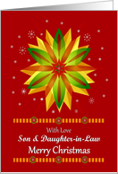 Son & Daughter-in-law/Merry Christmas - Snowflakes/Red Background card