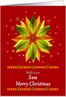 Son / Merry Christmas - Snowflakes/Red Background card