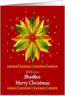 Brother Merry Christmas - Vibrant Snowflake / Red Background card