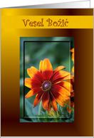 Vesel Bozic - Merry Christmas - (Slovenian) Golden Floral card