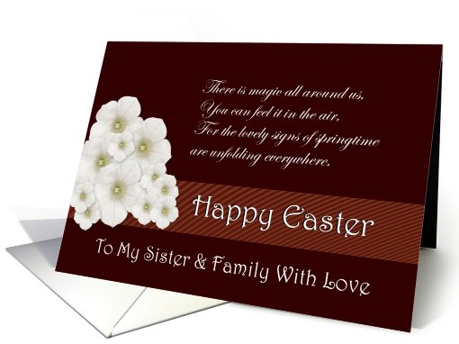 Happy Easter ~ Sister & Family ~ White Flowers and Verse card (753216)