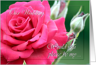 Invitation ~ Wedding / Bridal Attendants / Be My ~ Pink Rose / Flowers card