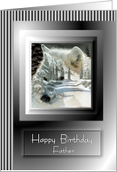 Birthday ~ Father ~ White Wolf Faded Into Winter Scene card