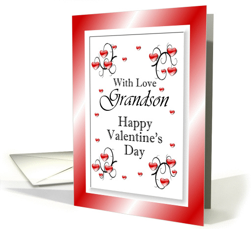 With Love Grandson / Happy Valentine's Day, Red Hearts card (881718)