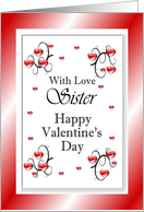 With Love Sister / Happy Valentine’s Day, Red Hearts card