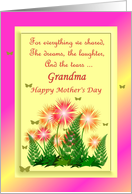 Grandma Happy Mother’s Day ~ Colorful Flowers & Ferns card