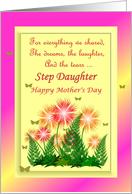 Step Daughter Happy Mother’s Day ~ Colorful Flowers & Ferns card